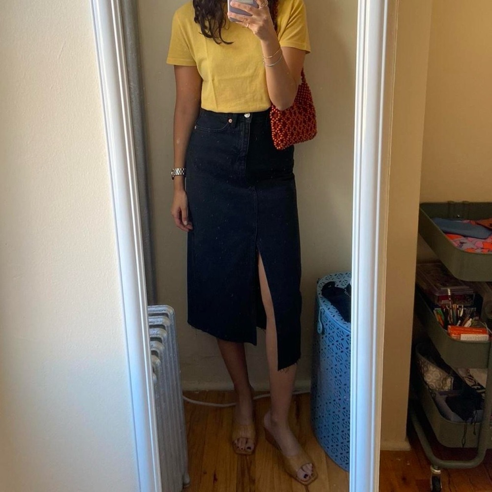 Mango Black Midi Pencil Skirt with Slit